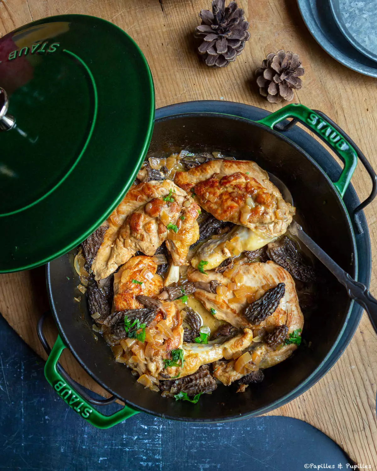 13 Janv : Poulet aux Morilles, Polenta aux noisettes gratinée au Comté