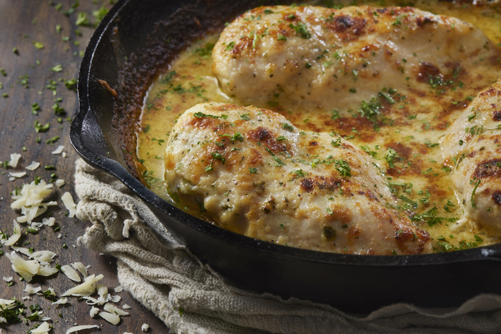23 Oct : Volaille coco en cocotte, , Spätzlis à l’échalotte et gratinés au morbier