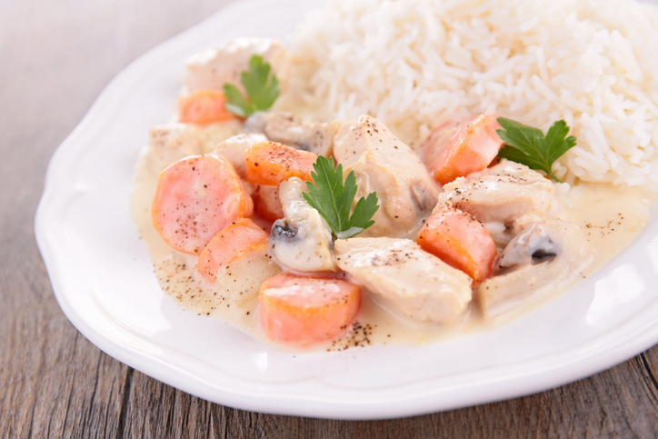 25 Oct : Blanquette de veau aux Morilles, purée de céleri, fondue de carottes au sirop d’Erable