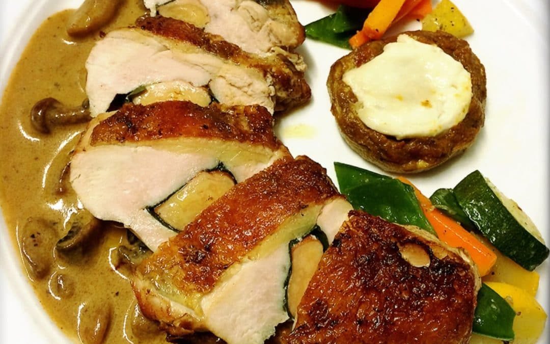 8 Déc : Ballotine de volaille farcie aux marrons, escalope de Foie gras poêlée, légumes d’hiver